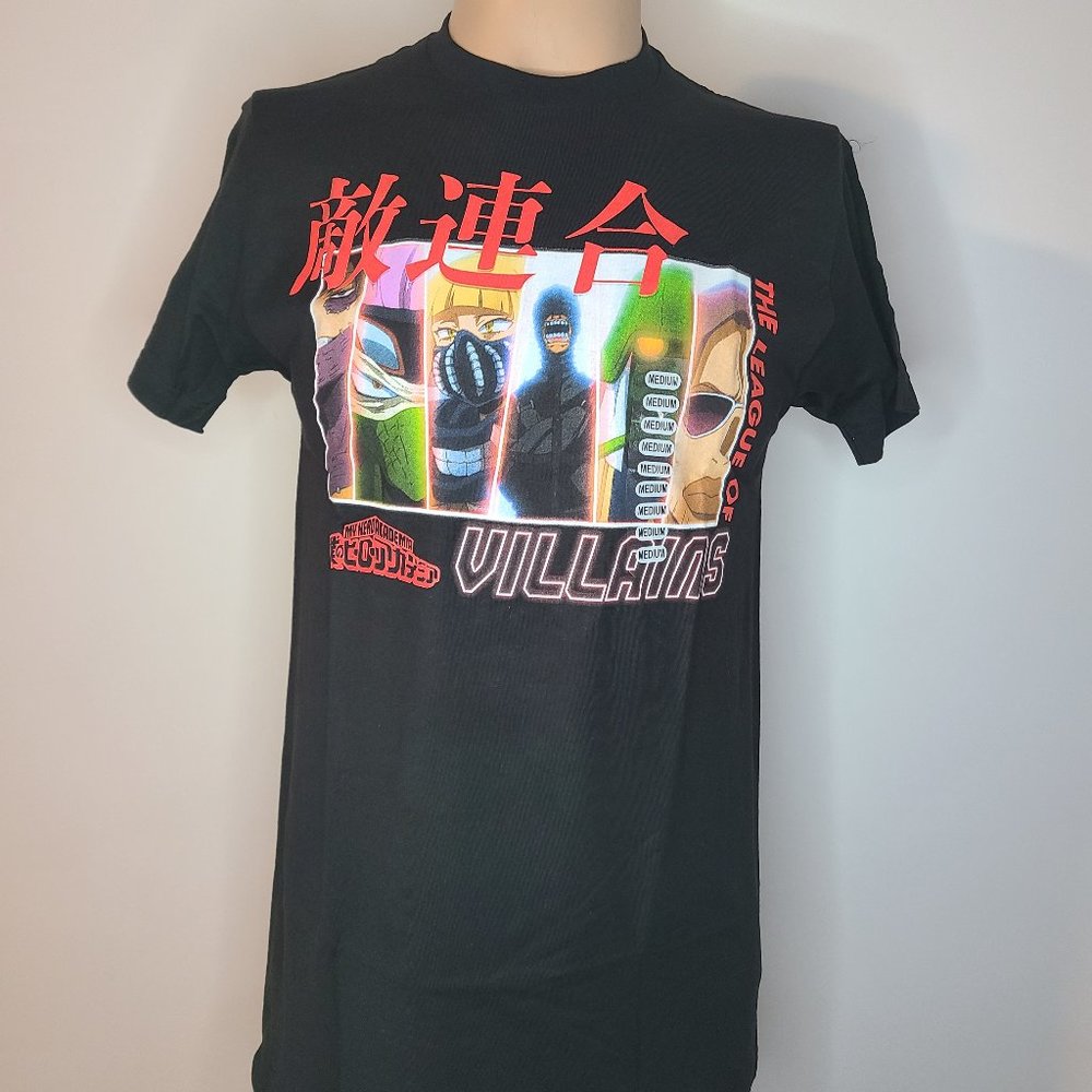 NEW MENS Adult My Hero Academia Villains Black Short Sleeve Graphic Shirt Sz M